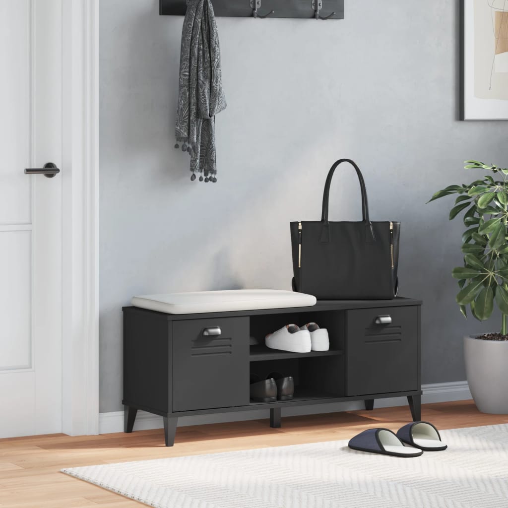 Schoenenbank VIKEN 106x35x45 cm bewerkt hout zwart is nu te koop bij PeponiXL, paradijselijk wonen!