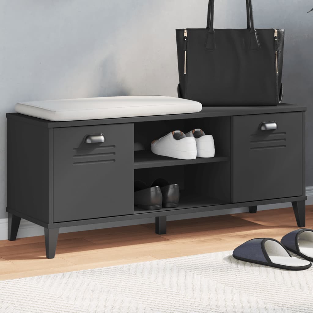 Schoenenbank VIKEN 106x35x45 cm bewerkt hout zwart is nu te koop bij PeponiXL, paradijselijk wonen!