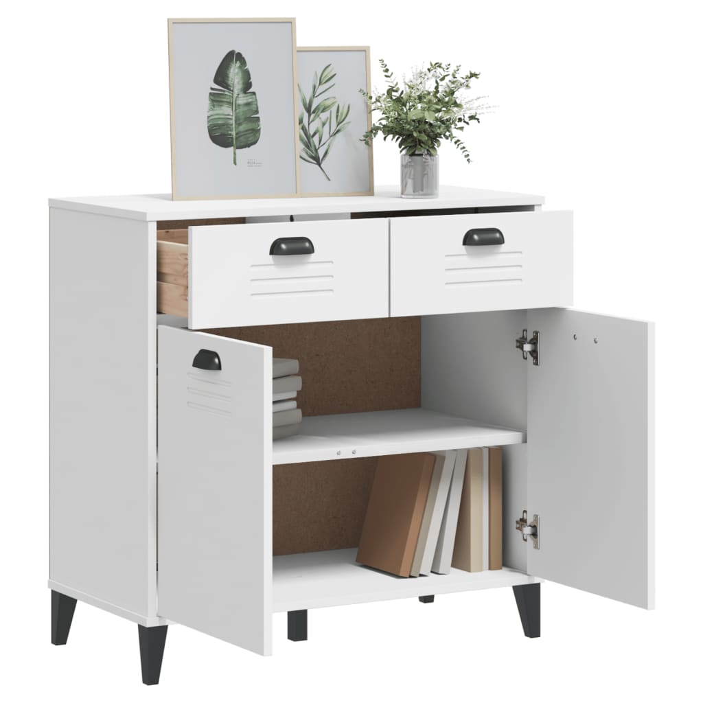 Dressoir VIKEN 80x40x80 cm bewerkt hout wit is nu te koop bij PeponiXL, paradijselijk wonen!