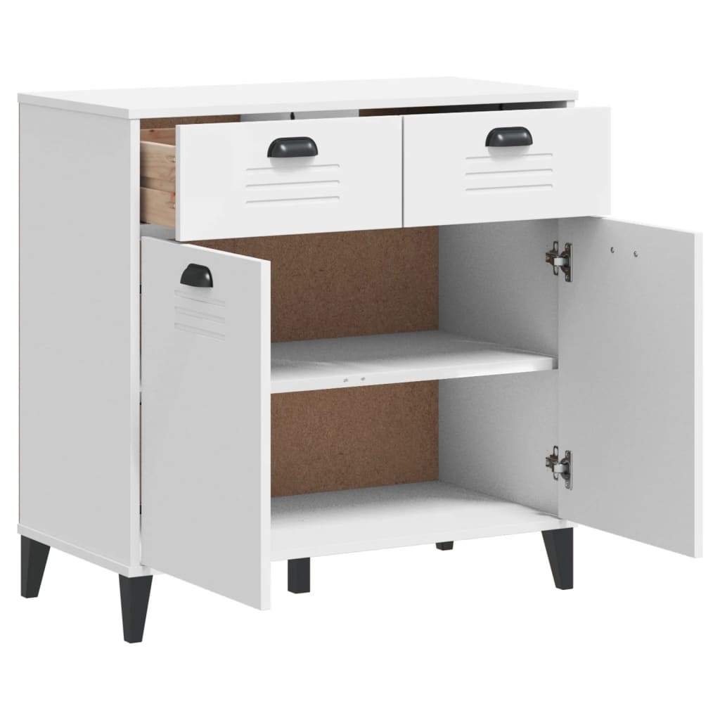 Dressoir VIKEN 80x40x80 cm bewerkt hout wit is nu te koop bij PeponiXL, paradijselijk wonen!