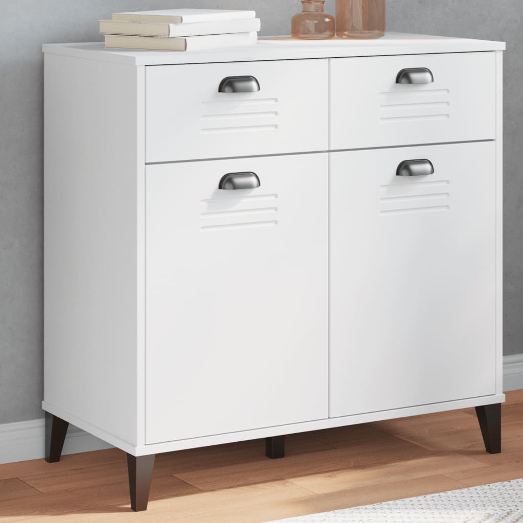 Dressoir VIKEN 80x40x80 cm bewerkt hout wit is nu te koop bij PeponiXL, paradijselijk wonen!