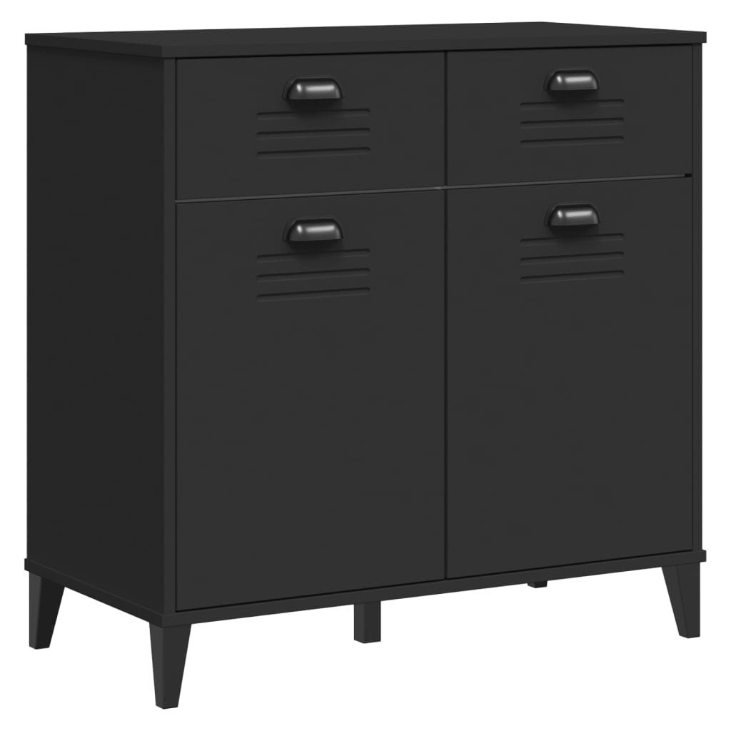 Dressoir VIKEN 80x40x80 cm bewerkt hout zwart is nu te koop bij PeponiXL, paradijselijk wonen!