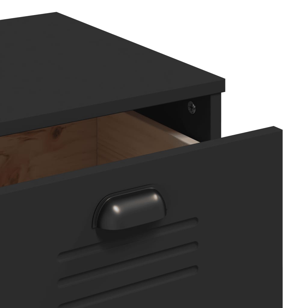 Dressoir VIKEN 80x40x80 cm bewerkt hout zwart is nu te koop bij PeponiXL, paradijselijk wonen!