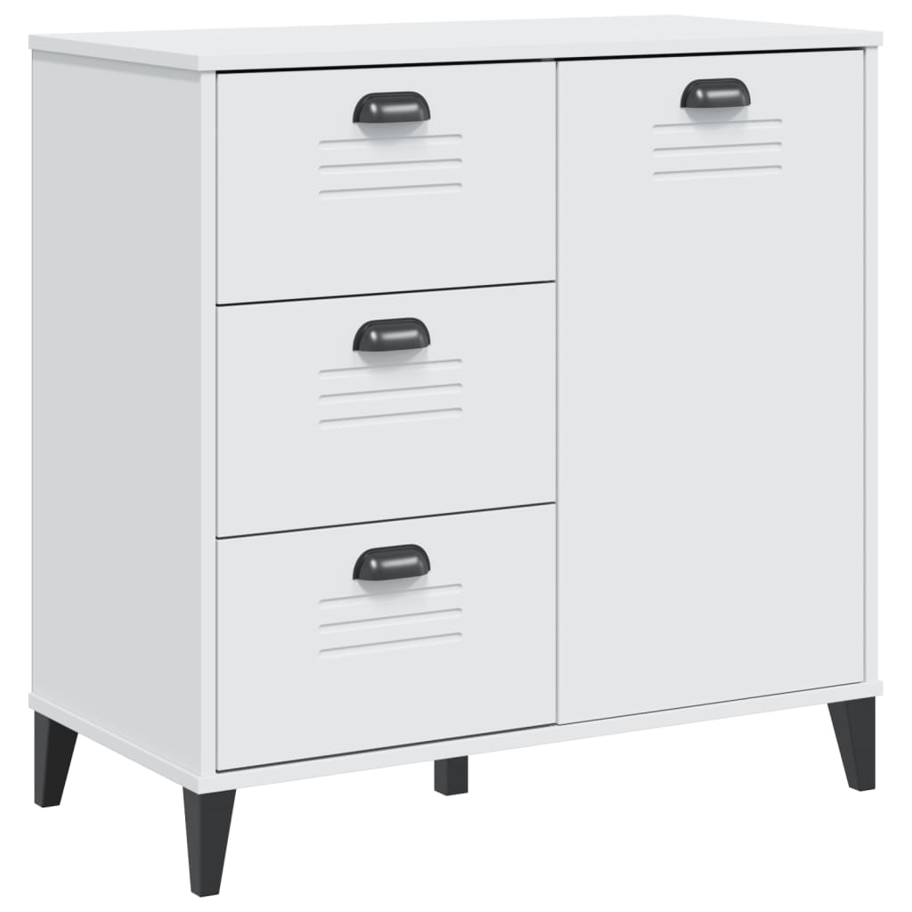 Dressoir VIKEN 80x40x80 cm bewerkt hout wit is nu te koop bij PeponiXL, paradijselijk wonen!
