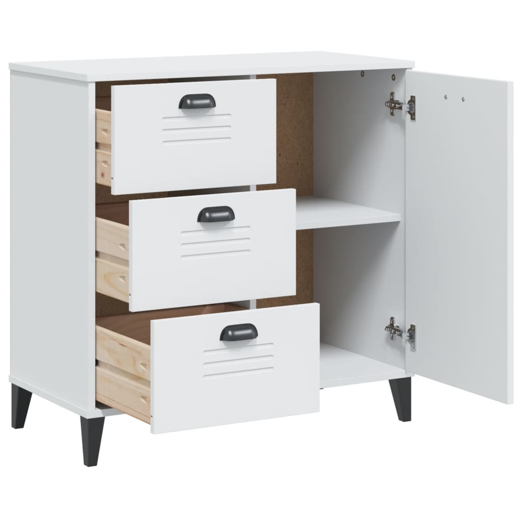 Dressoir VIKEN 80x40x80 cm bewerkt hout wit is nu te koop bij PeponiXL, paradijselijk wonen!