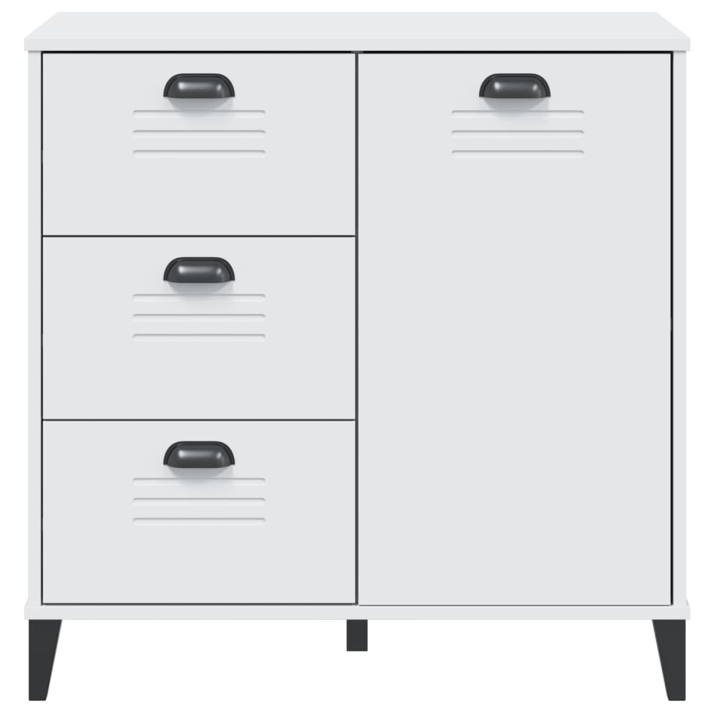 Dressoir VIKEN 80x40x80 cm bewerkt hout wit is nu te koop bij PeponiXL, paradijselijk wonen!