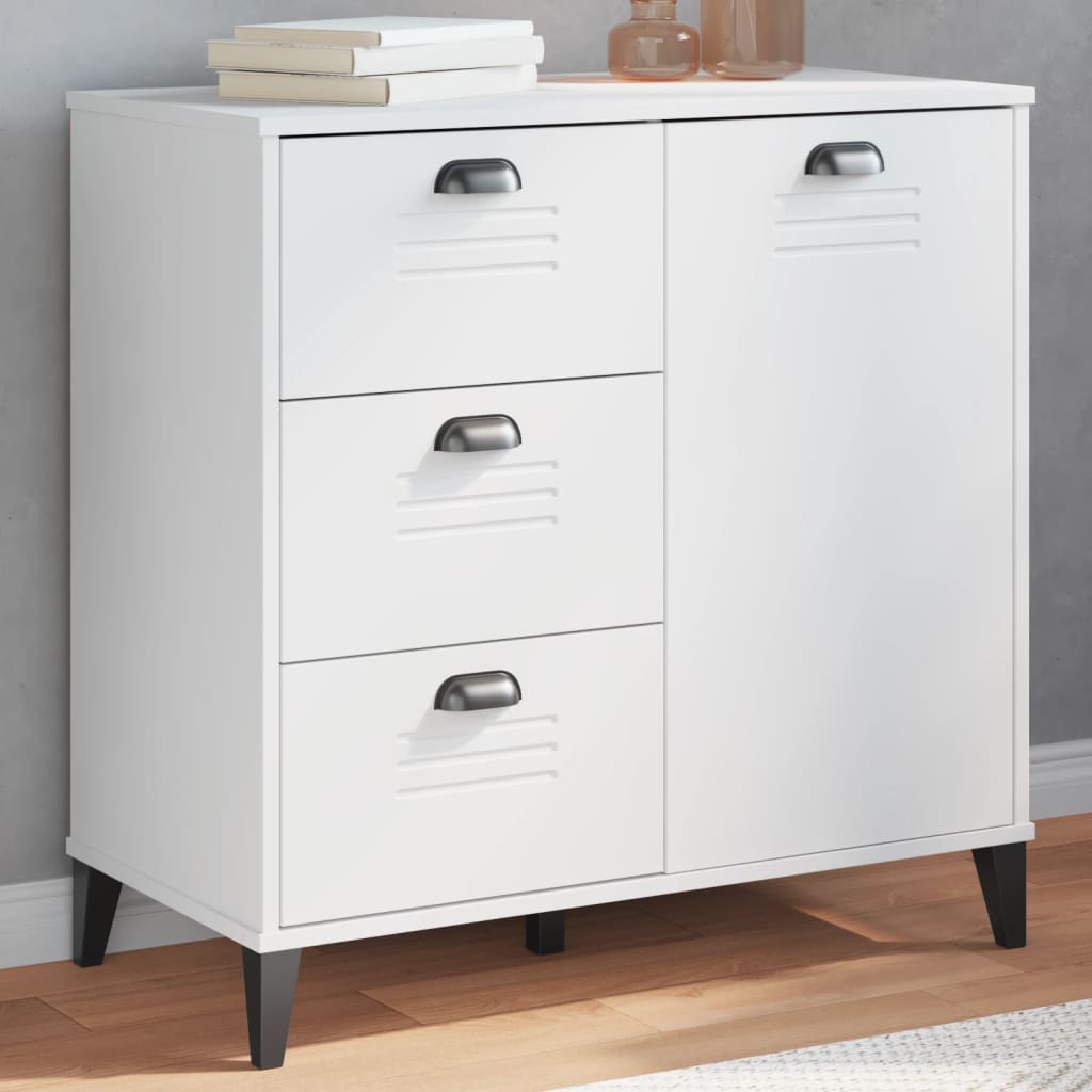 Dressoir VIKEN 80x40x80 cm bewerkt hout wit is nu te koop bij PeponiXL, paradijselijk wonen!