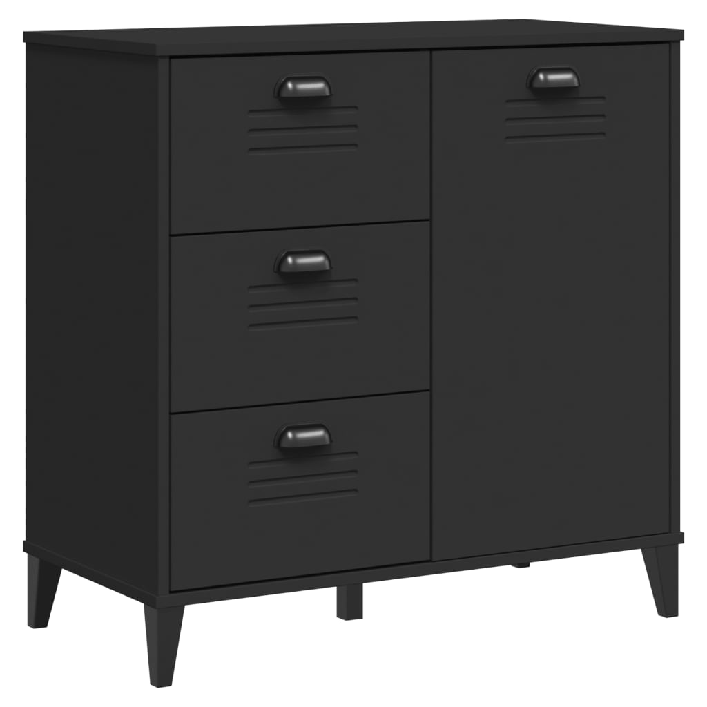 Dressoir VIKEN 80x40x80 cm bewerkt hout zwart is nu te koop bij PeponiXL, paradijselijk wonen!