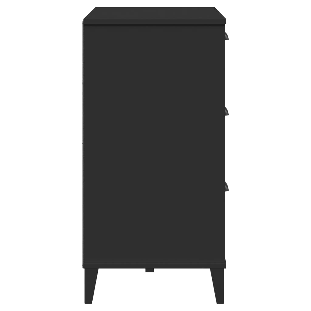 Dressoir VIKEN 80x40x80 cm bewerkt hout zwart is nu te koop bij PeponiXL, paradijselijk wonen!