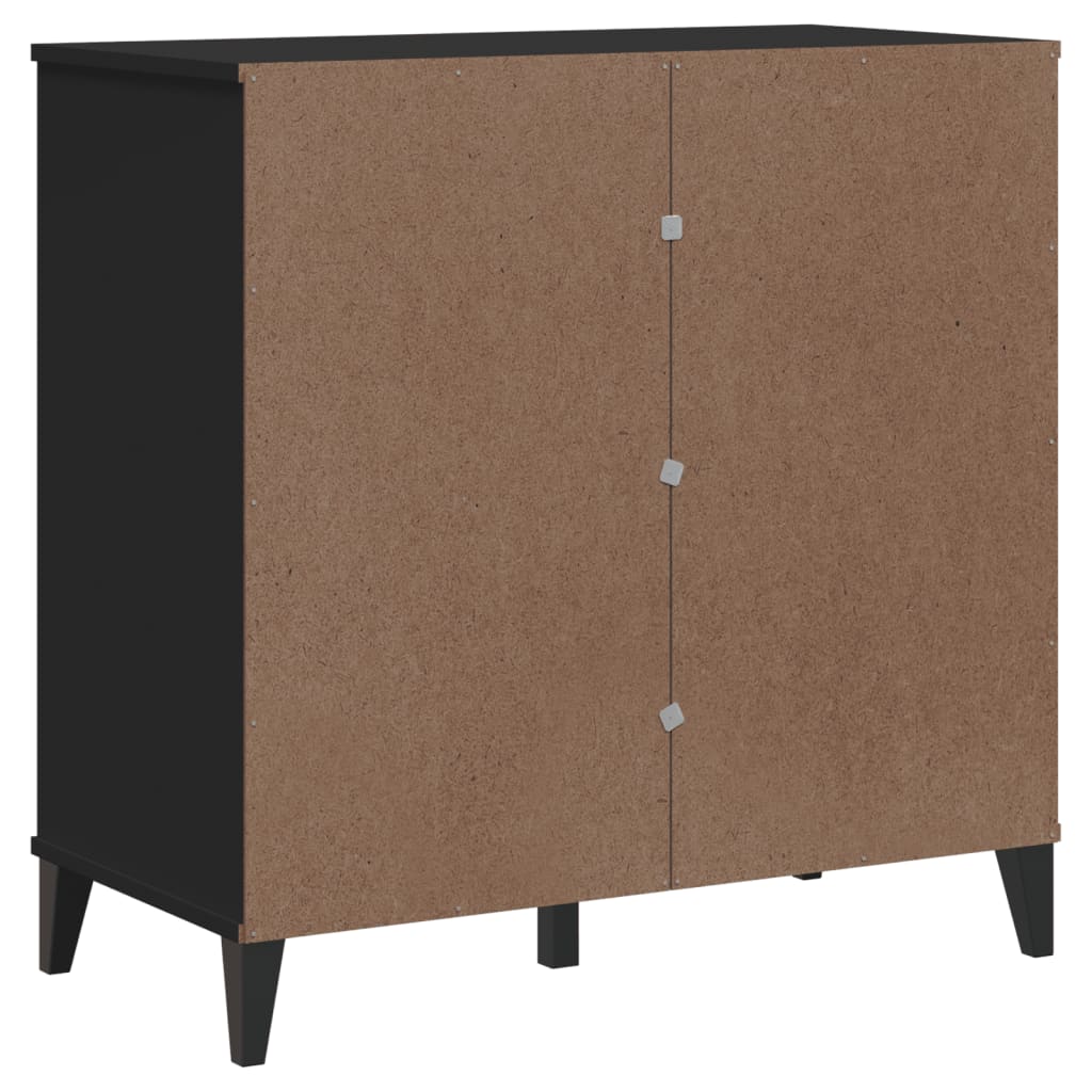 Dressoir VIKEN 80x40x80 cm bewerkt hout zwart is nu te koop bij PeponiXL, paradijselijk wonen!