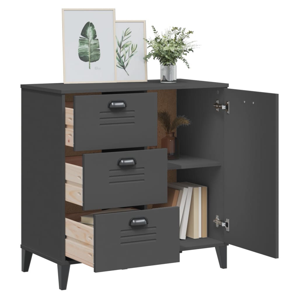 Dressoir VIKEN 80x40x80 cm bewerkt hout antracietgrijs is nu te koop bij PeponiXL, paradijselijk wonen!
