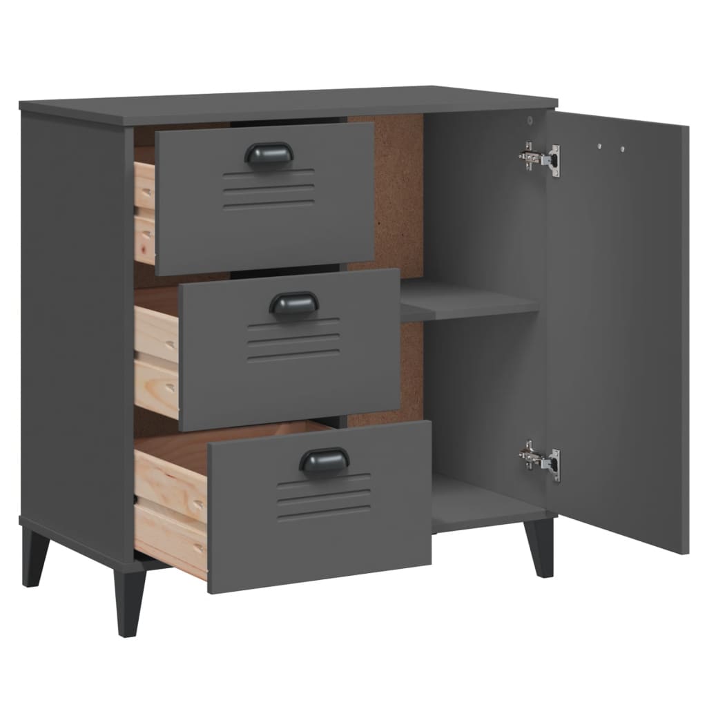 Dressoir VIKEN 80x40x80 cm bewerkt hout antracietgrijs is nu te koop bij PeponiXL, paradijselijk wonen!