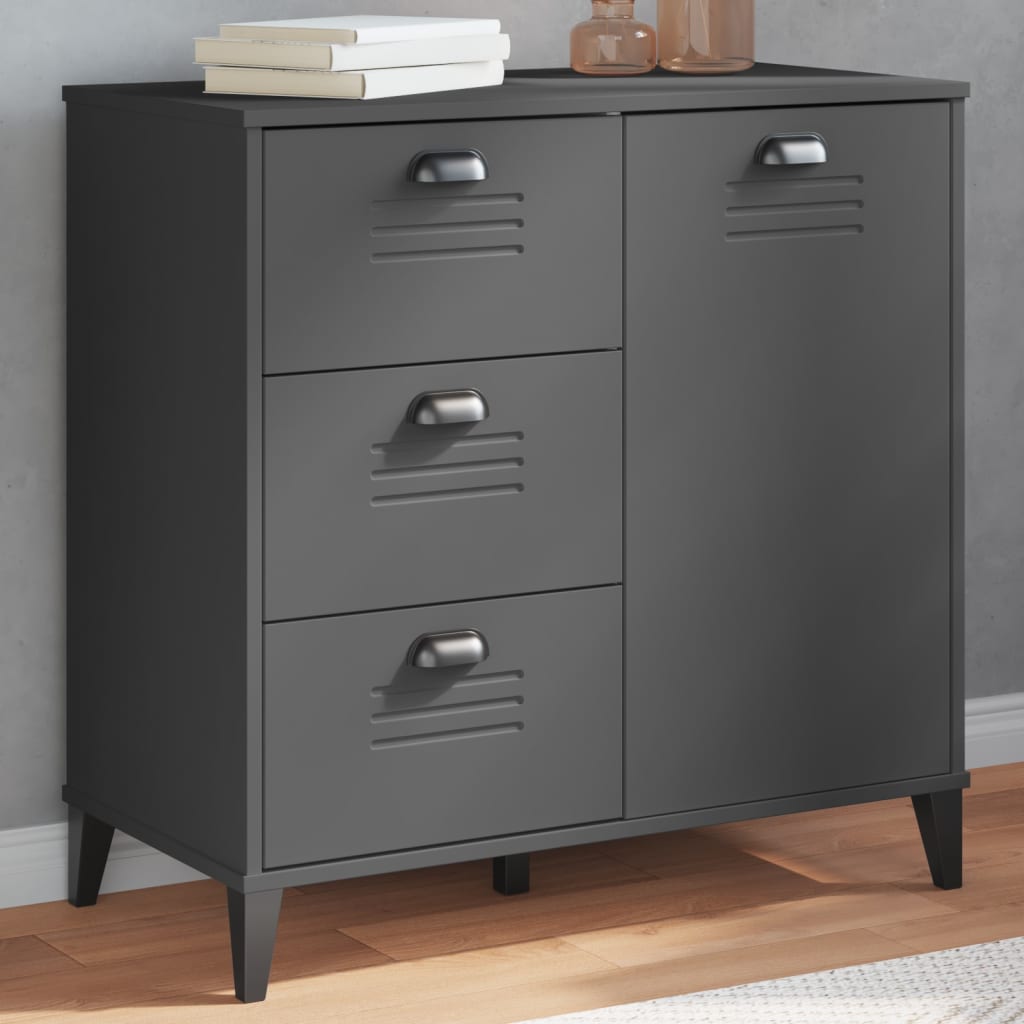 Dressoir VIKEN 80x40x80 cm bewerkt hout antracietgrijs is nu te koop bij PeponiXL, paradijselijk wonen!