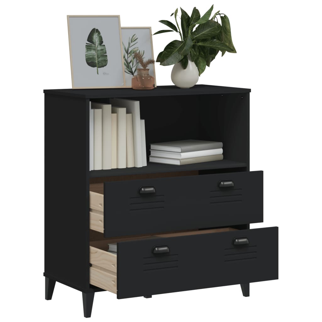 Boekenkast VIKEN 80x40x90 cm bewerkt hout zwart is nu te koop bij PeponiXL, paradijselijk wonen!