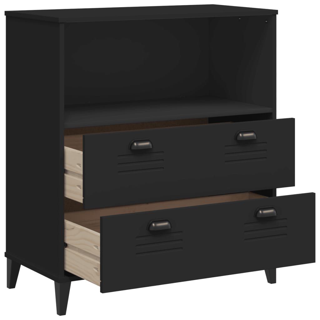 Boekenkast VIKEN 80x40x90 cm bewerkt hout zwart is nu te koop bij PeponiXL, paradijselijk wonen!