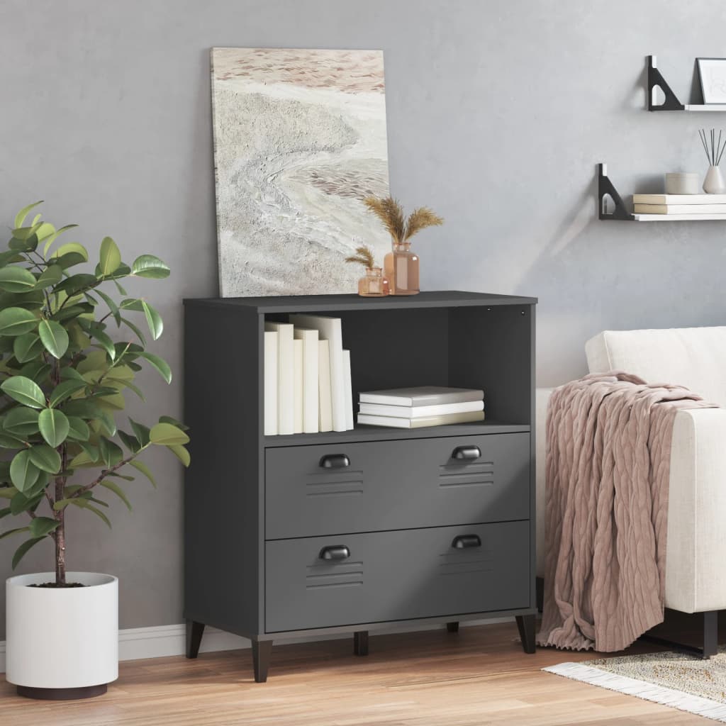 Boekenkast VIKEN 80x40x90 cm bewerkt hout antracietgrijs is nu te koop bij PeponiXL, paradijselijk wonen!