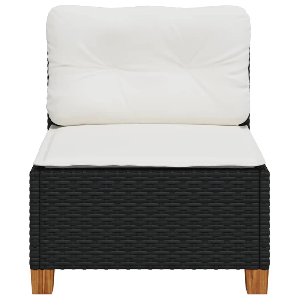 Tuinbank zonder armleuning met kussens poly rattan zwart is nu te koop bij PeponiXL, paradijselijk wonen!
