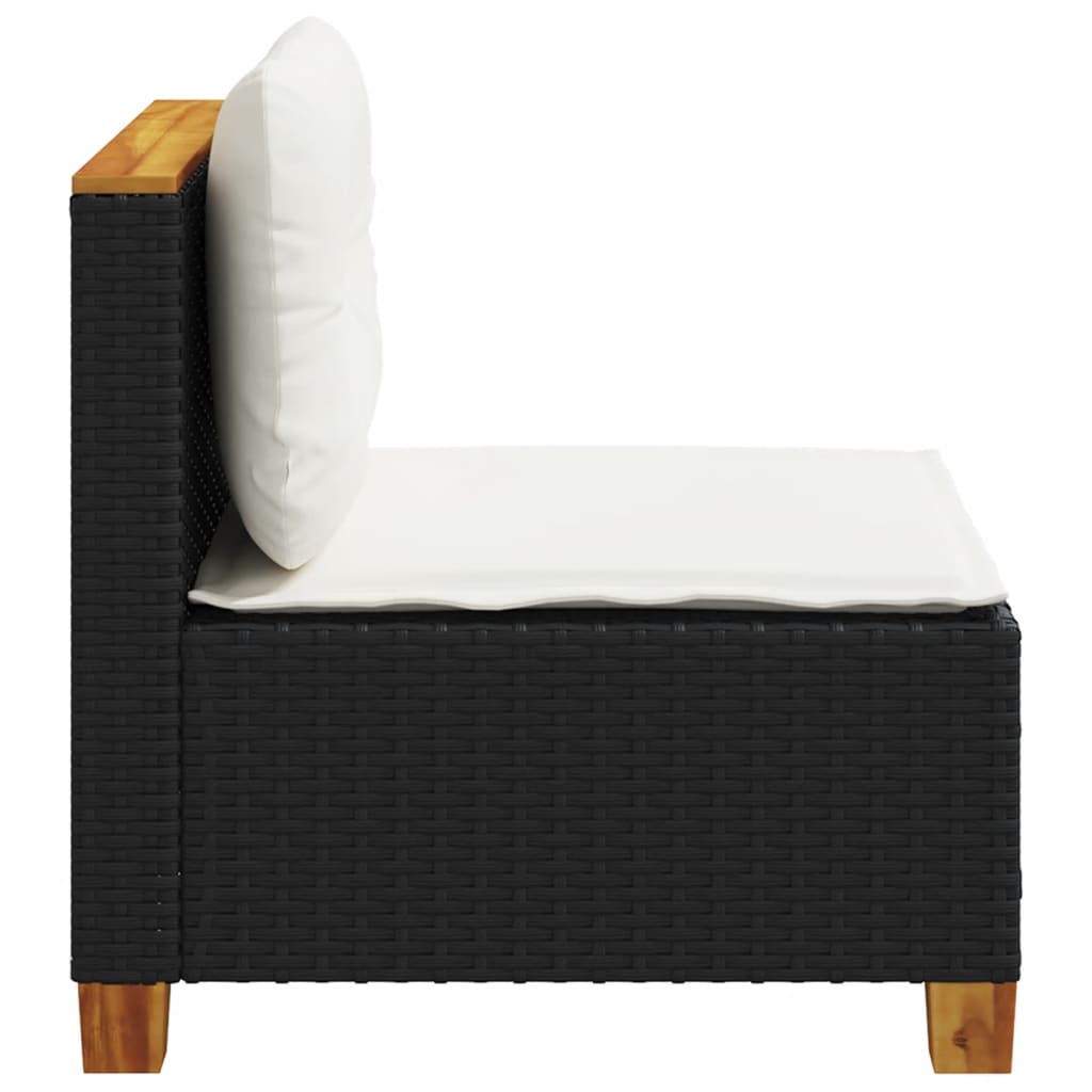 Tuinbank zonder armleuning met kussens poly rattan zwart is nu te koop bij PeponiXL, paradijselijk wonen!