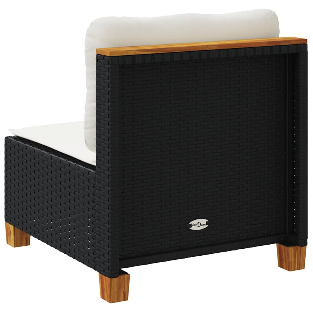 Tuinbank zonder armleuning met kussens poly rattan zwart is nu te koop bij PeponiXL, paradijselijk wonen!