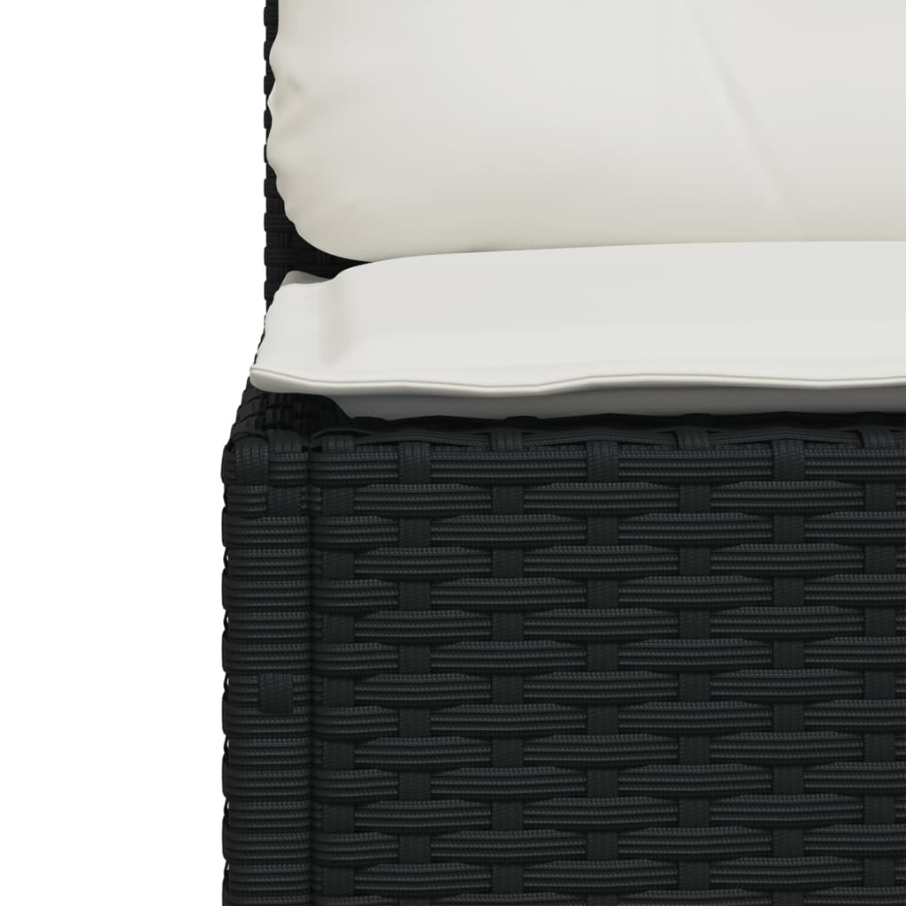 Tuinbank zonder armleuning met kussens poly rattan zwart is nu te koop bij PeponiXL, paradijselijk wonen!