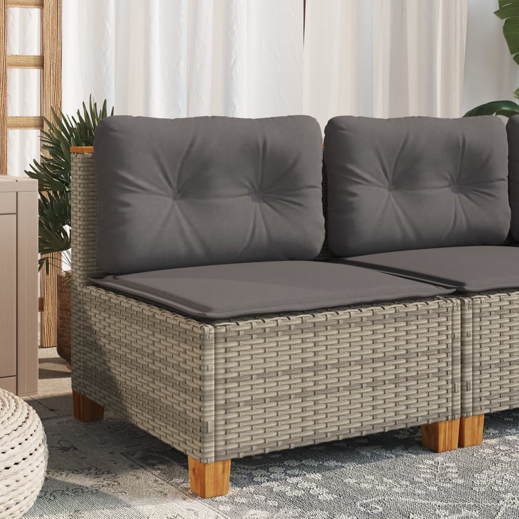 Tuinbank zonder armleuning met kussens poly rattan grijs is nu te koop bij PeponiXL, paradijselijk wonen!