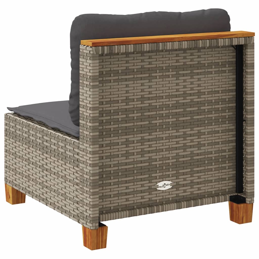 Tuinbank zonder armleuning met kussens poly rattan grijs is nu te koop bij PeponiXL, paradijselijk wonen!