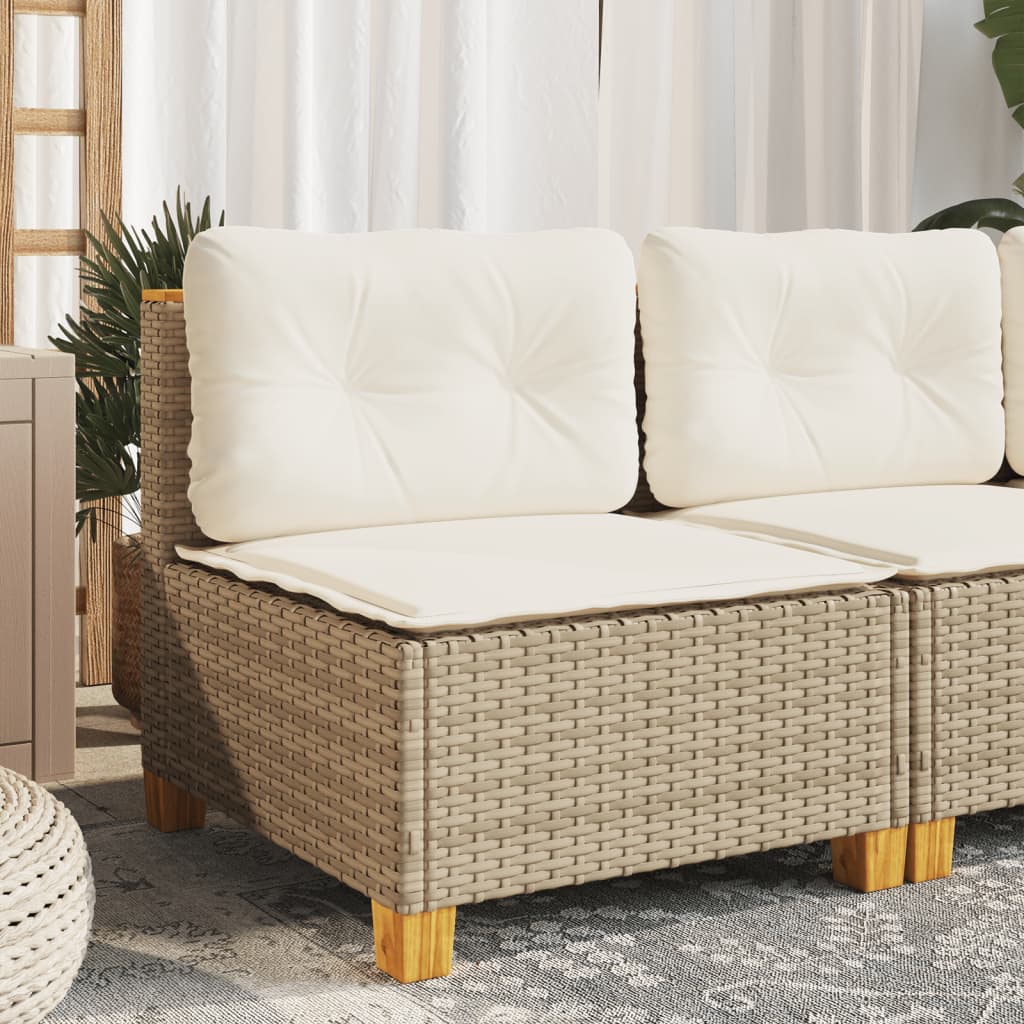 Tuinbank zonder armleuning met kussens poly rattan beige is nu te koop bij PeponiXL, paradijselijk wonen!