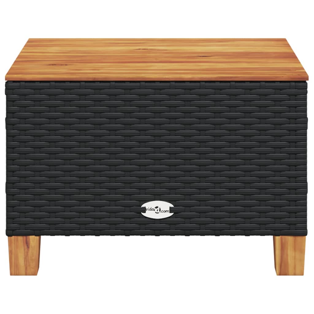 Tuintafel 55x55x36 cm poly rattan en acaciahout zwart is nu te koop bij PeponiXL, paradijselijk wonen!