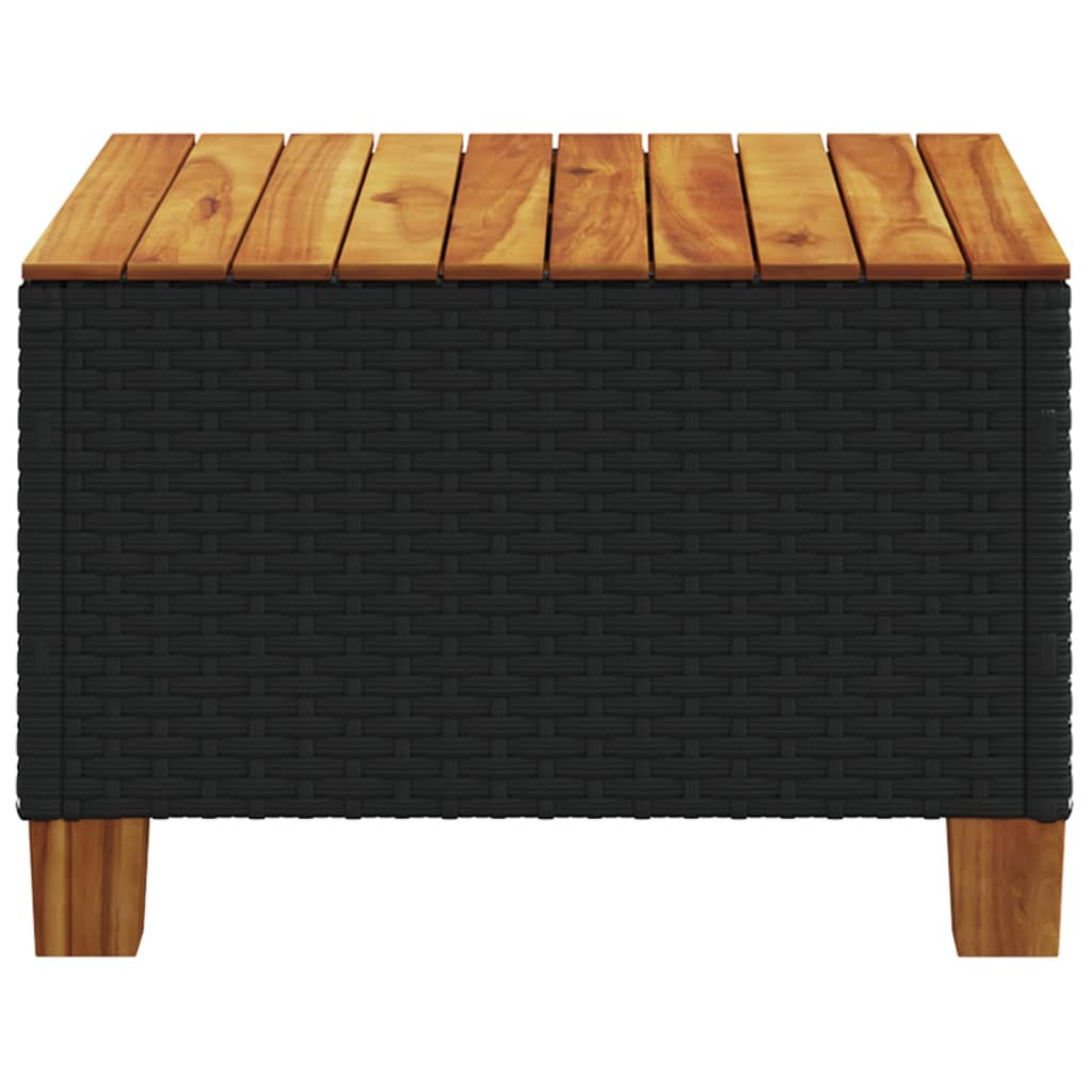 Tuintafel 55x55x36 cm poly rattan en acaciahout zwart is nu te koop bij PeponiXL, paradijselijk wonen!