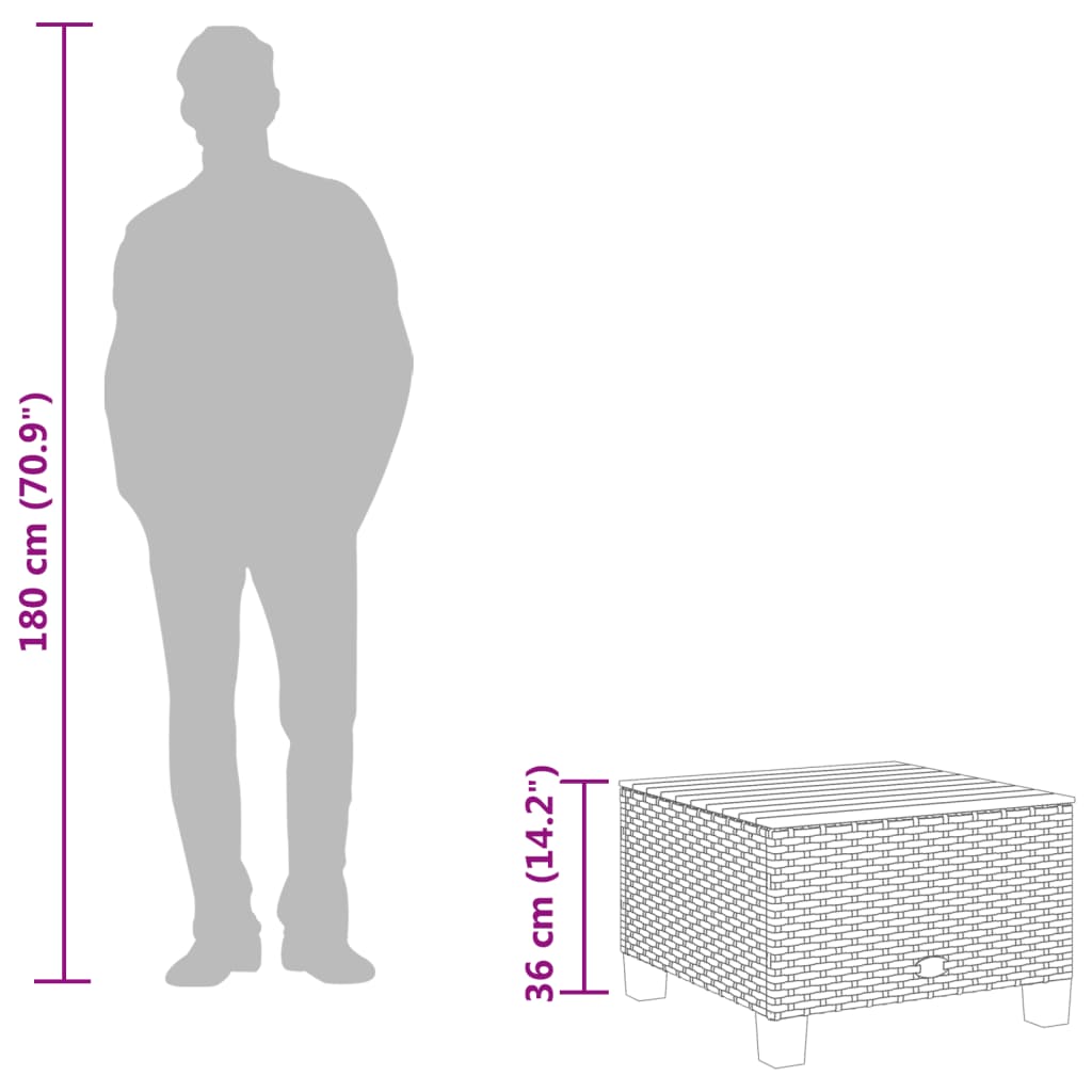 Tuintafel 55x55x36 cm poly rattan en acaciahout zwart is nu te koop bij PeponiXL, paradijselijk wonen!