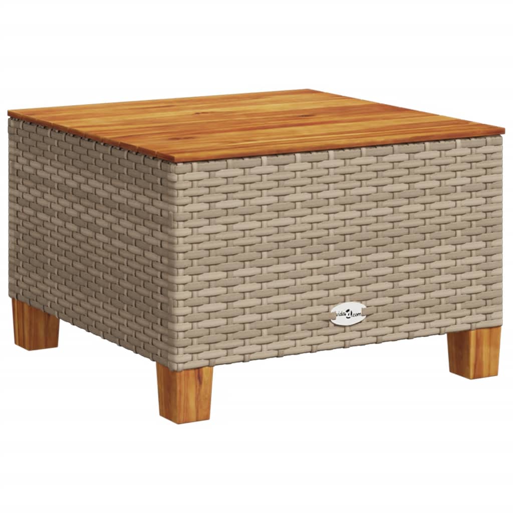 Tuintafel 55x55x36 cm poly rattan en acaciahout beige is nu te koop bij PeponiXL, paradijselijk wonen!
