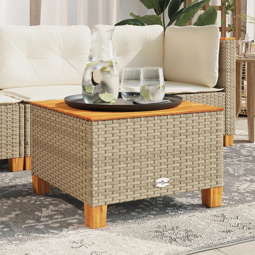 Tuintafel 55x55x36 cm poly rattan en acaciahout beige is nu te koop bij PeponiXL, paradijselijk wonen!