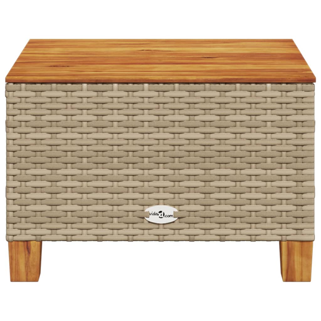Tuintafel 55x55x36 cm poly rattan en acaciahout beige is nu te koop bij PeponiXL, paradijselijk wonen!