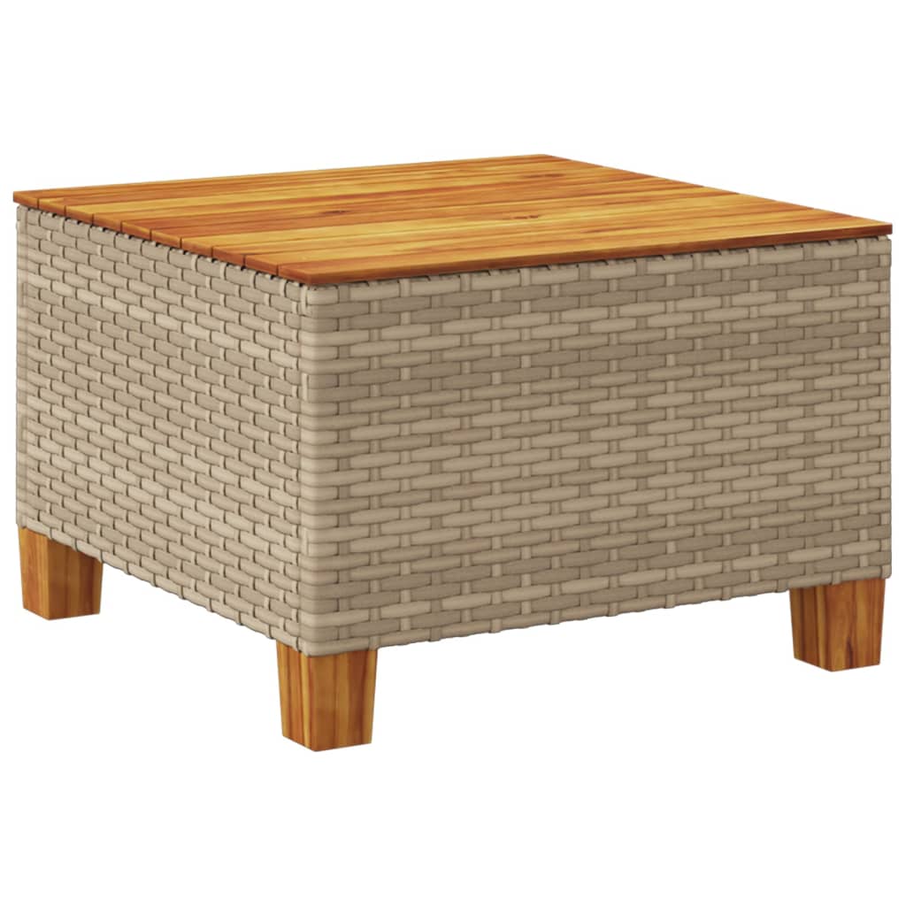 Tuintafel 55x55x36 cm poly rattan en acaciahout beige is nu te koop bij PeponiXL, paradijselijk wonen!