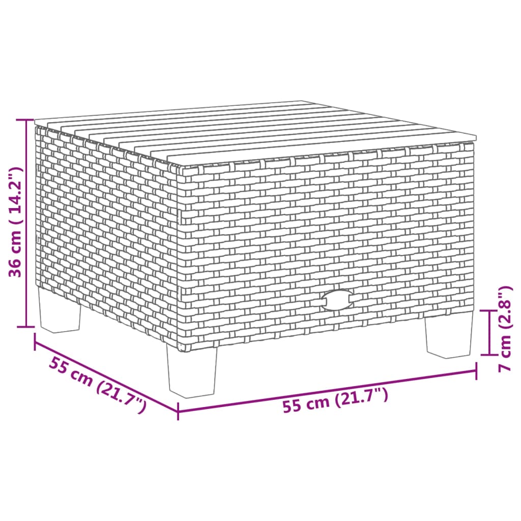 Tuintafel 55x55x36 cm poly rattan en acaciahout beige is nu te koop bij PeponiXL, paradijselijk wonen!
