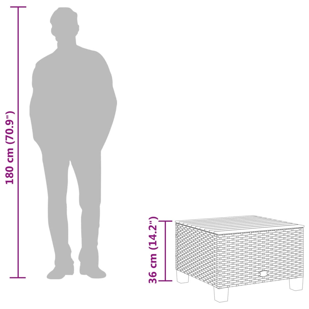 Tuintafel 55x55x36 cm poly rattan en acaciahout beige is nu te koop bij PeponiXL, paradijselijk wonen!