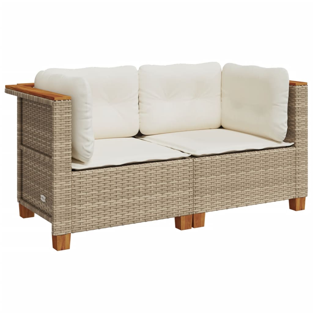Tuinbanken 2 st met kussens poly rattan beige is nu te koop bij PeponiXL, paradijselijk wonen!