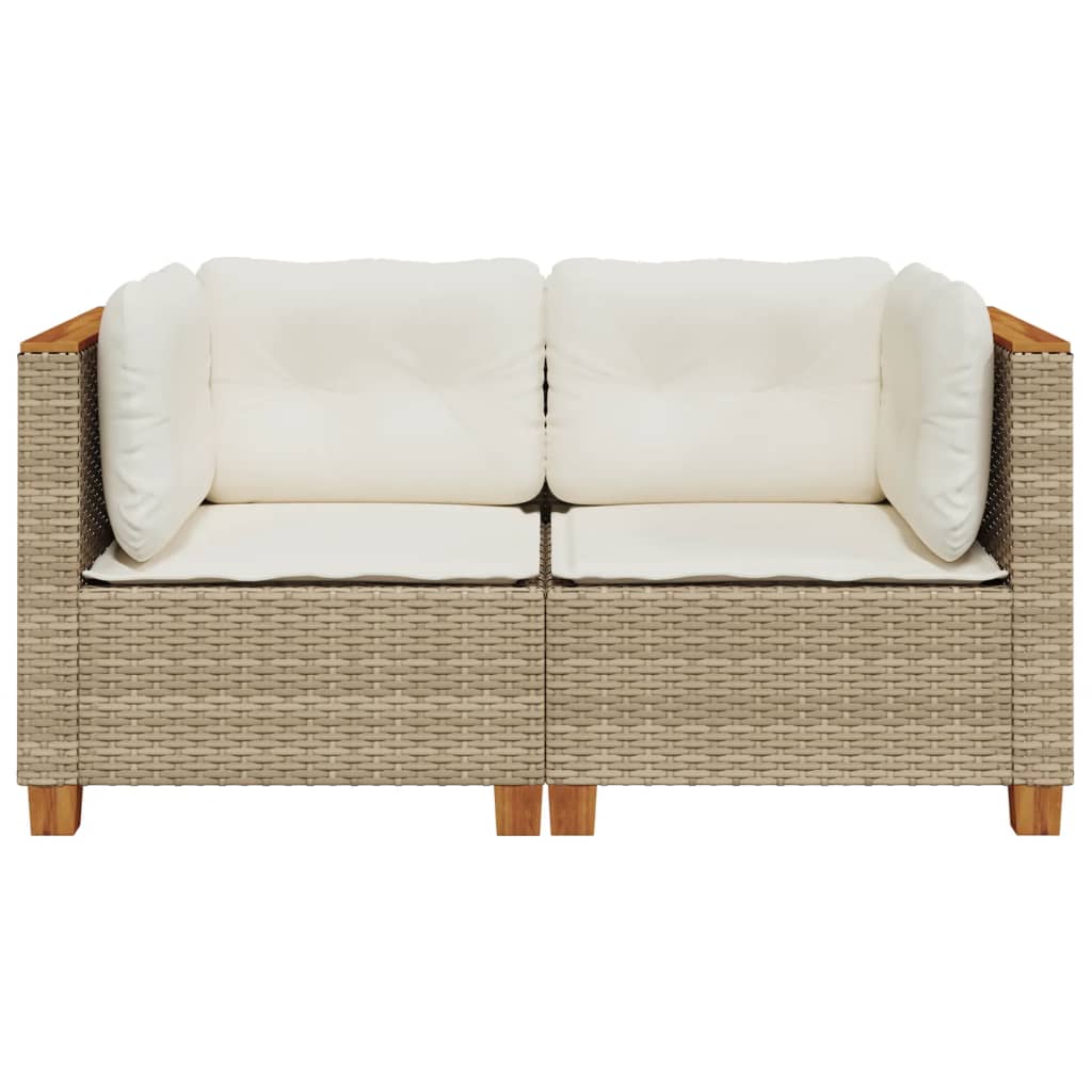 Tuinbanken 2 st met kussens poly rattan beige is nu te koop bij PeponiXL, paradijselijk wonen!