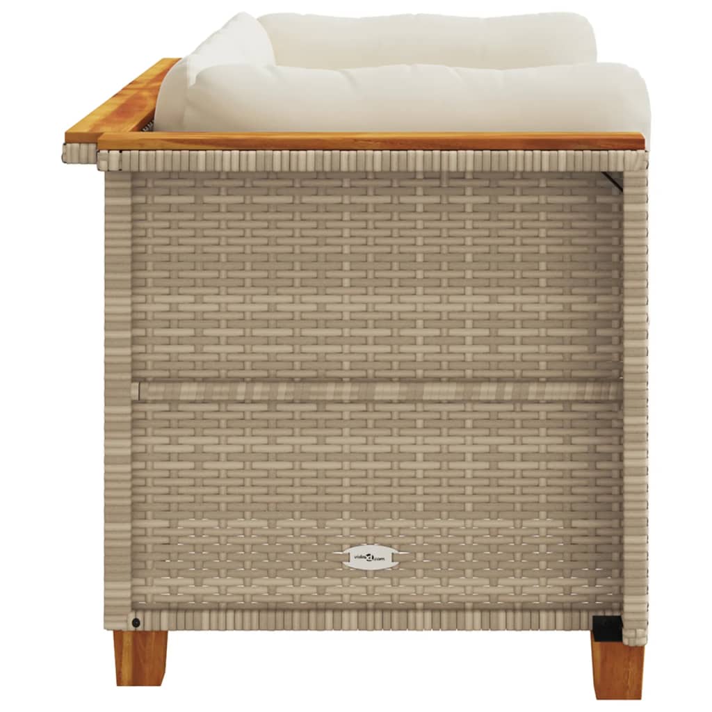 Tuinbanken 2 st met kussens poly rattan beige is nu te koop bij PeponiXL, paradijselijk wonen!