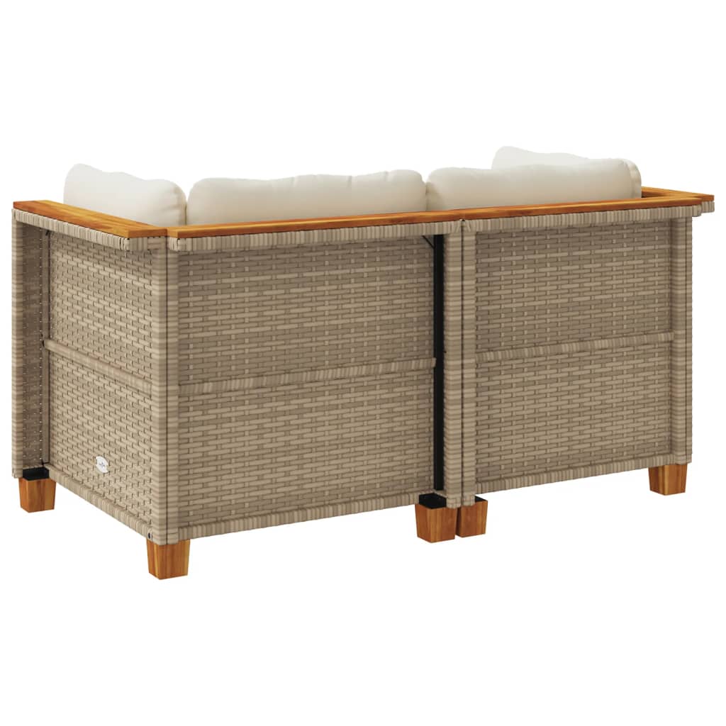 Tuinbanken 2 st met kussens poly rattan beige is nu te koop bij PeponiXL, paradijselijk wonen!