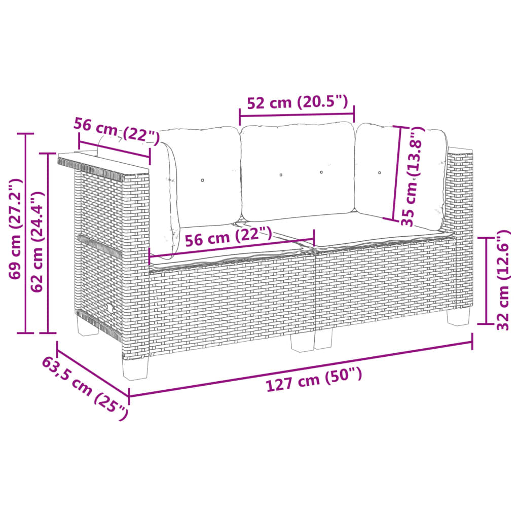 Tuinbanken 2 st met kussens poly rattan beige is nu te koop bij PeponiXL, paradijselijk wonen!