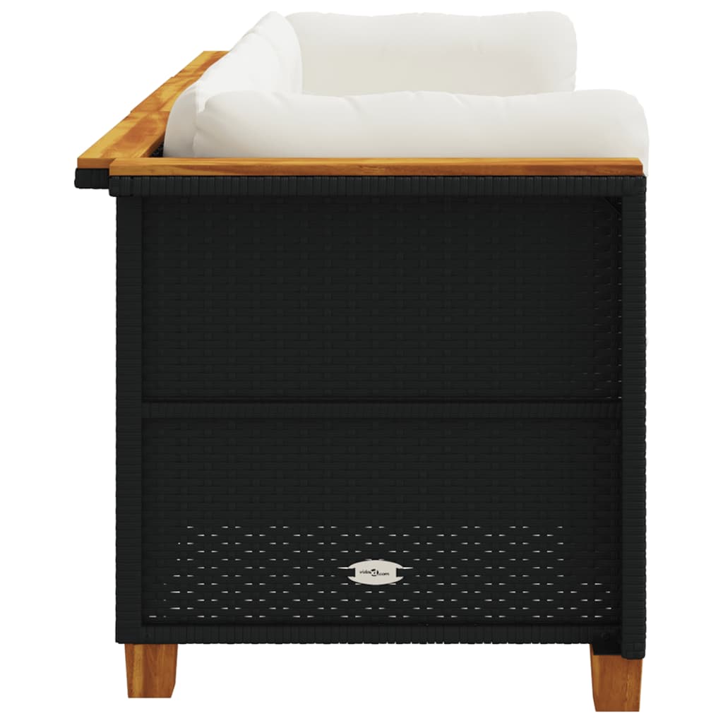Tuinbank 3-zits met kussens poly rattan zwart is nu te koop bij PeponiXL, paradijselijk wonen!