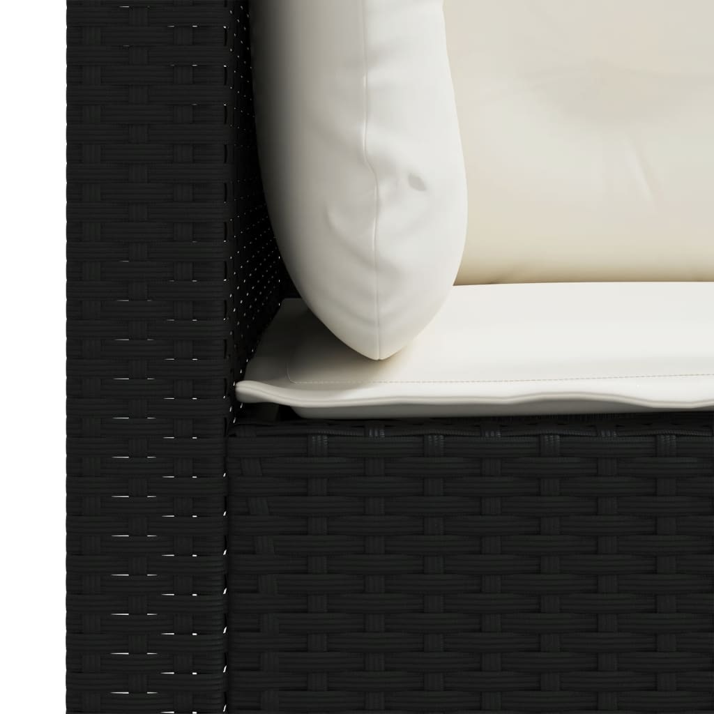 Tuinbank 3-zits met kussens poly rattan zwart is nu te koop bij PeponiXL, paradijselijk wonen!