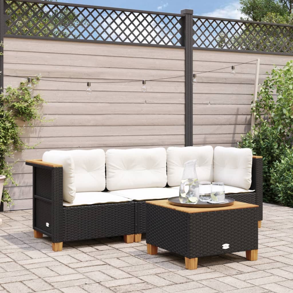 Tuinbank 3-zits met kussens poly rattan zwart is nu te koop bij PeponiXL, paradijselijk wonen!