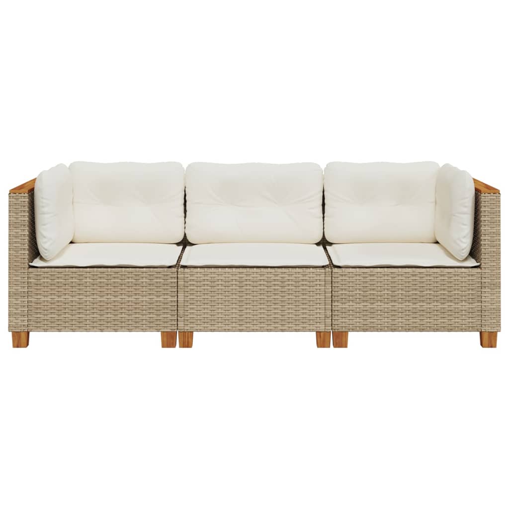 Tuinbank 3-zits met kussens poly rattan beige is nu te koop bij PeponiXL, paradijselijk wonen!