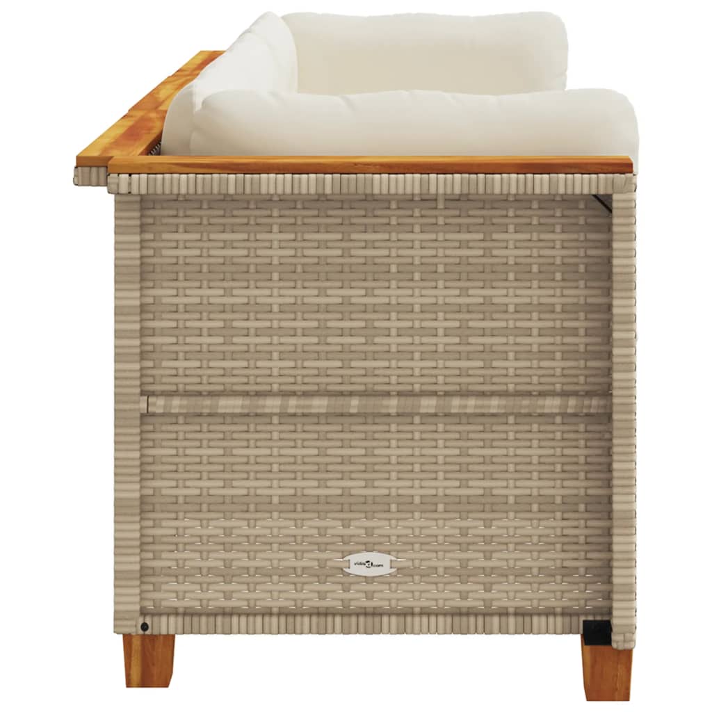 Tuinbank 3-zits met kussens poly rattan beige is nu te koop bij PeponiXL, paradijselijk wonen!