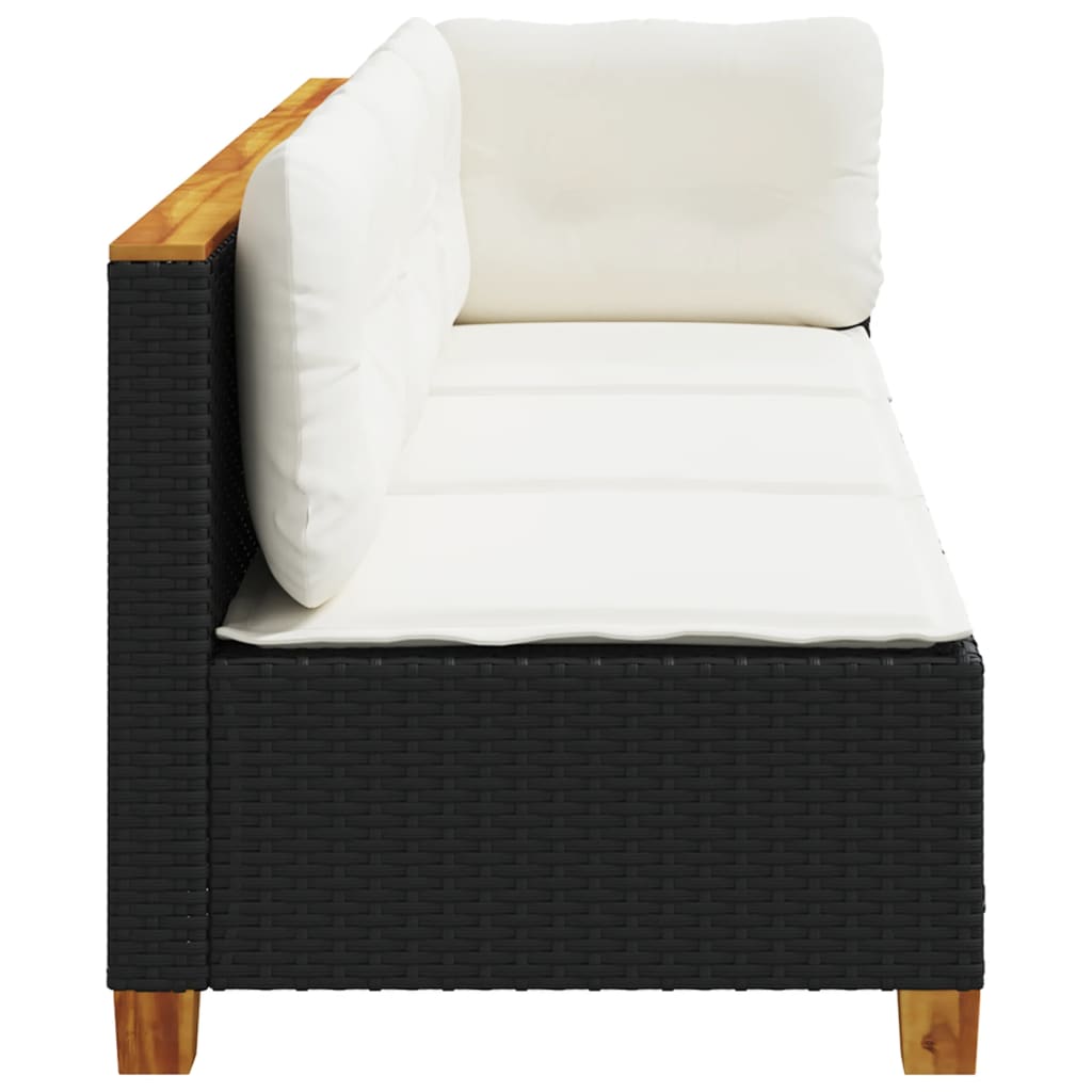 Tuinbank 3-zits met kussens poly rattan zwart is nu te koop bij PeponiXL, paradijselijk wonen!