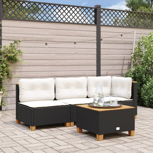Tuinbank 3-zits met kussens poly rattan zwart is nu te koop bij PeponiXL, paradijselijk wonen!