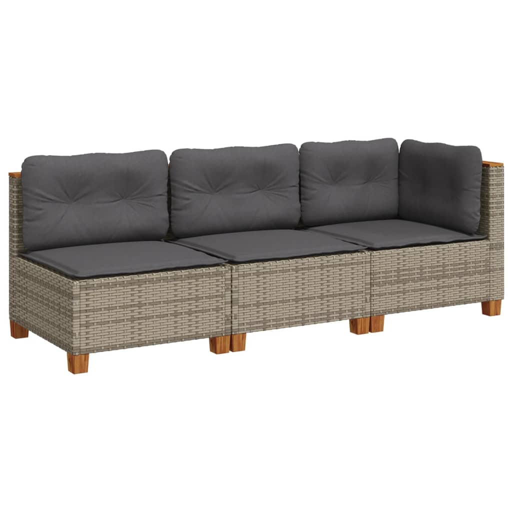 Tuinbank 3-zits met kussens poly rattan grijs is nu te koop bij PeponiXL, paradijselijk wonen!