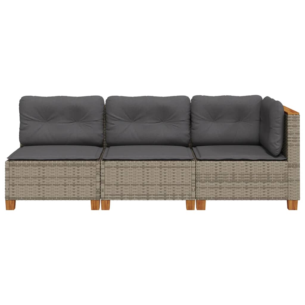 Tuinbank 3-zits met kussens poly rattan grijs is nu te koop bij PeponiXL, paradijselijk wonen!